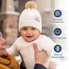 Baby Woolen Cap with Fur Lining, Embroidered Teddy Bear Design Warm Knitted Winter Beanie for Boys & Girls (2-4 Years)
