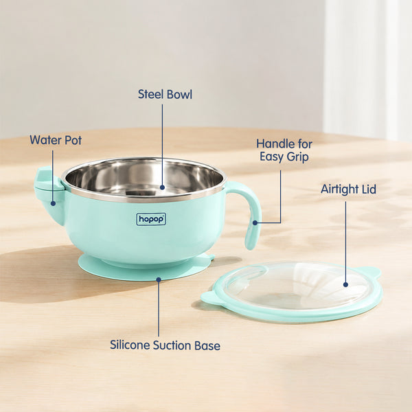 Baby Stainless Steel Bowl with Lid & Suction Base
