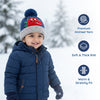 Baby Woolen Cap with Fur Lining, Cute Dinosaur Face Design Warm Knitted Pom Pom Winter Beanie for Boys & Girls (2-4 Years)