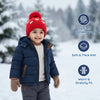 Kids Woolen Cap with Cute Teddy Bear Embroidery and Fluffy Pom Pom Warm, Cozy, Soft Knit Winter Hat for Babies and Toddlers (3-6 Years)