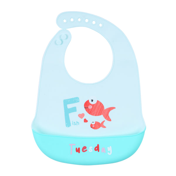 Adjustable silicone bib for baby feeding