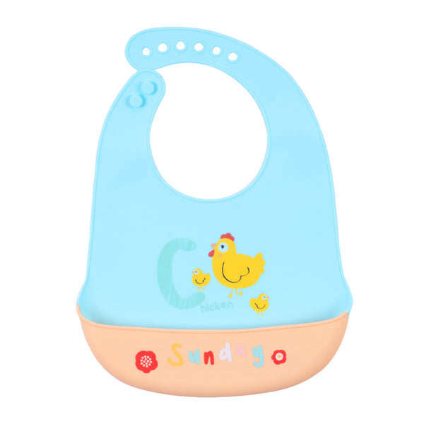 Easy clean silicone baby bib with crumb catcher