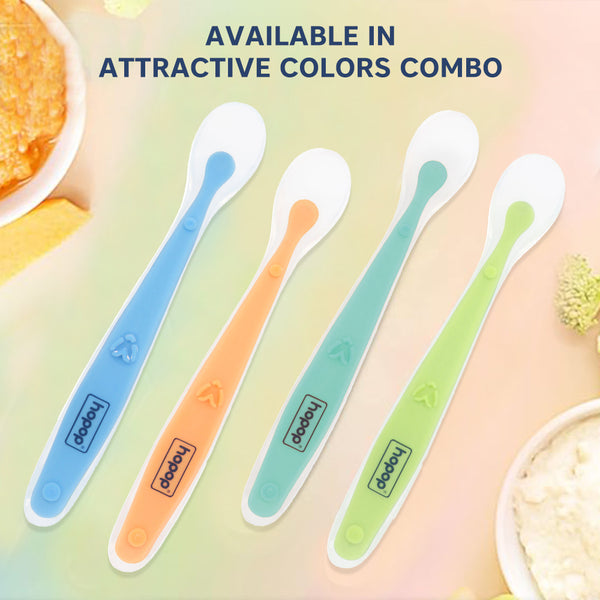 Close-up of soft silicone tip spoon for babies