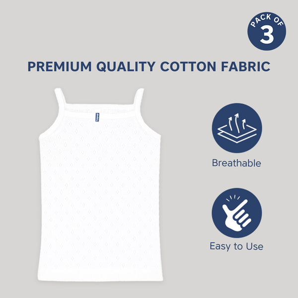Baby Girl’s Sleeveless Cotton Camisole Vest – Pack of 3