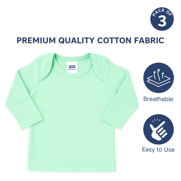 HOPOP multicolor full sleeve cotton vests for babies – pack of 3