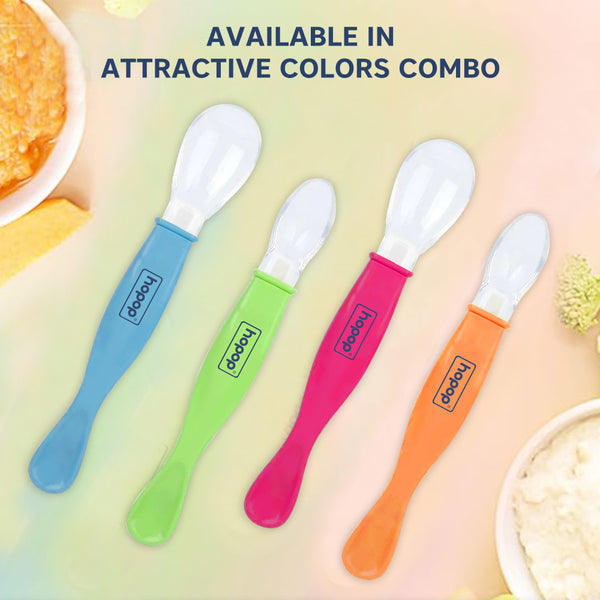 Set of 2 Silicone Baby Feeding Spoons, Easy Grip and BPA-Free