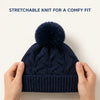 Kids Woolen Cap with Textured Pattern and Soft Pom Pom, Warm Winter Beanie with Folded Cuff for Boys & Girls (3-6 Years)