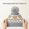 Kids Woolen Cap with Fur Lining, Fluffy Teddy Bear Design Warm Knitted Faux Fur Pom Pom Winter Beanie for Boys & Girls (3-6 Years)