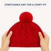 Baby Woolen Cap with Fur Lining, Cable Knit Design Warm Knitted Pom Pom Winter Beanie for Boys & Girls (1-3 Years)