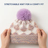 Kids Woolen Cap with Geometric Pattern and Soft Pom Pom, Warm Winter Beanie with Ribbed Folded Cuff for Boys & Girls (3-6 Years)