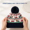 Baby Woolen Cap with Fur Lining, Truck Design Warm Knitted Faux Fur Pom Pom Winter Beanie for Boys & Girls (3-6 Years)