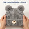Kids Woolen Cap with Fur Lining, Bear Ears Design Warm Chunky Knit Double Pom Pom Winter Beanie for Boys & Girls (3-6 Years)