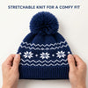 Baby Woolen Cap with Fur Lining, Snowflake Design Warm Knitted Pom Pom Winter Beanie for Boys & Girls (2-4 Years)