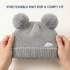 Baby Woolen Cap with Fur Lining, Zigzag Design Warm Knitted Faux Fur Pom Pom Winter Beanie for Boys & Girls (1-3 Years)