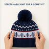 Baby Woolen Cap with Fur Lining, Christmas Tree Design Warm Knitted Pom Pom Winter Beanie for Boys & Girls (1-3 Years)