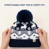 Baby Woolen Cap with Fur Lining, Reindeer Design Warm Knitted Pom Pom Winter Beanie for Boys & Girls (2-4 Years)
