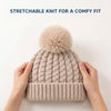 Baby Woolen Cap with Fur Lining, Cable Knit Design Warm Knitted Pom Pom Winter Beanie for Boys & Girls (0-1 Years)