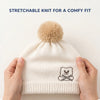 Baby Woolen Cap with Fur Lining, Embroidered Teddy Bear Design Warm Knitted Winter Beanie for Boys & Girls (2-4 Years)