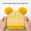 Kids Woolen Cap with Fur Lining, Striped Design Warm Knitted Double Pom Pom Winter Beanie for Boys & Girls (3-6 Years)