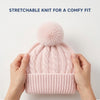 Baby Woolen Cap with Fur Lining, Cable Knit Design Warm Knitted Faux Fur Pom Pom Winter Beanie for Boys & Girls (1-3 Years)