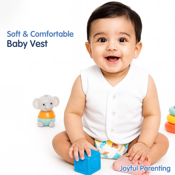 "Baby sleeveless cotton vest set – pack of 3 front open vests for comfort"