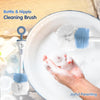 2-IN-1 Bottle & Nipple Cleaning Brush with Grooved Handle & Easy Hanging Storage