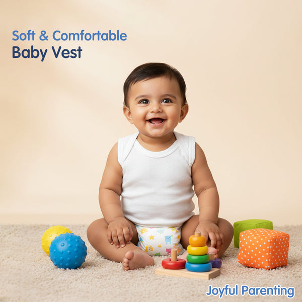 Baby Envelope Neck Sleeveless Vest – Pack of 3 (Soft & Breathable Cotton)
