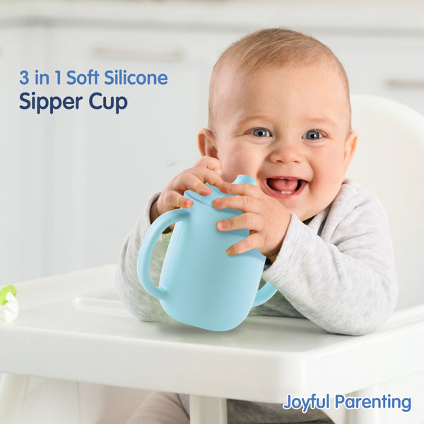 "Baby drinking cup – 3-in-1 spout and straw sipper, 210 ml"