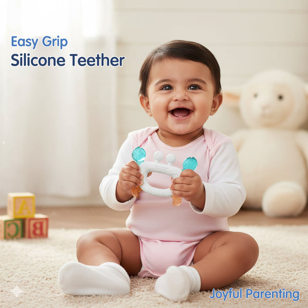 Silicone Baby Teether | Sensory Chew Toy for Gum Relief | Pack of 1- Assorted