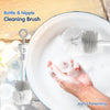 2-IN-1 Bottle & Nipple Cleaning Brush with Grooved Handle & Easy Hanging Storage