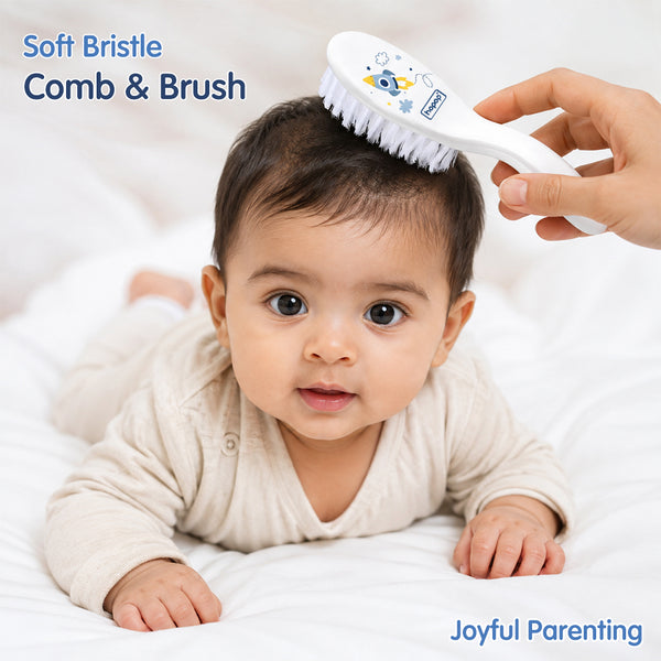 Baby Soft Bristles Comb & Brush Set - White