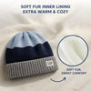 Baby Woolen Cap with Fur Lining, Colour Block Design Warm Knitted Winter Beanie for Boys & Girls (2-4 Years)