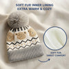 Kids Woolen Cap with Fur Lining, Fluffy Teddy Bear Design Warm Knitted Faux Fur Pom Pom Winter Beanie for Boys & Girls (3-6 Years)