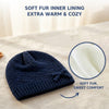 Baby Woolen Cap with Fur Lining, Bow Design Warm Knitted Winter Beanie for Boys & Girls (3-6 Years)