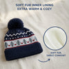 Baby Woolen Cap with Fur Lining, Christmas Tree Design Warm Knitted Pom Pom Winter Beanie for Boys & Girls (1-3 Years)