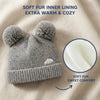 Baby Woolen Cap with Fur Lining, Zigzag Design Warm Knitted Faux Fur Pom Pom Winter Beanie for Boys & Girls (1-3 Years)