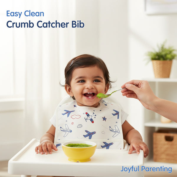 Easy-Clean Waterproof Baby Apron Bib with Crumb Catcher - Pack of 2
