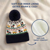 Baby Woolen Cap with Fur Lining, Truck Design Warm Knitted Faux Fur Pom Pom Winter Beanie for Boys & Girls (3-6 Years)