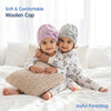 Baby Woolen Cap with Fur Lining, Cable Knit Bow Design Warm Knitted Winter Beanie for Girls & Boys (1-3 Years)