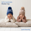 Baby Woolen Cap with Fur Lining, Snowflake Design Warm Knitted Pom Pom Winter Beanie for Boys & Girls (2-4 Years)