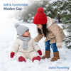 Baby Woolen Cap with Fur Lining, Cable Knit Design Warm Knitted Pom Pom Winter Beanie for Boys & Girls (1-3 Years)