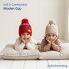 Baby Woolen Cap with Fur Lining, Car Patch Design Warm Knitted Pom Pom Winter Beanie for Boys & Girls (1-3 Years)