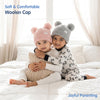 Baby Woolen Cap with Fur Lining, Zigzag Design Warm Knitted Faux Fur Pom Pom Winter Beanie for Boys & Girls (1-3 Years)