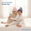 Baby Woolen Cap with Fur Lining, Zigzag Design Warm Knitted Faux Fur Pom Pom Winter Beanie for Boys & Girls (2-4 Years)