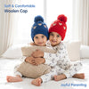 Kids Woolen Cap with Cute Teddy Bear Embroidery and Fluffy Pom Pom Warm, Cozy, Soft Knit Winter Hat for Babies and Toddlers (3-6 Years)