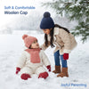 Baby Woolen Cap with Fur Lining, Star Design Warm Knitted Pom Pom Winter Beanie for Boys & Girls (1-3 Years)