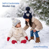 Baby Woolen Cap with Fur Lining, Teddy Bear Design Warm Knitted Pom Pom Winter Beanie for Boys & Girls (3-6 Years)