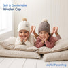 Baby Woolen Cap with Fur Lining, Embroidered Teddy Bear Design Warm Knitted Winter Beanie for Boys & Girls (2-4 Years)