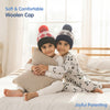 Kids Woolen Cap with Fur Lining, Argyle Design Warm Knitted Faux Fur Pom Pom Winter Beanie for Boys & Girls (3-6 Years)