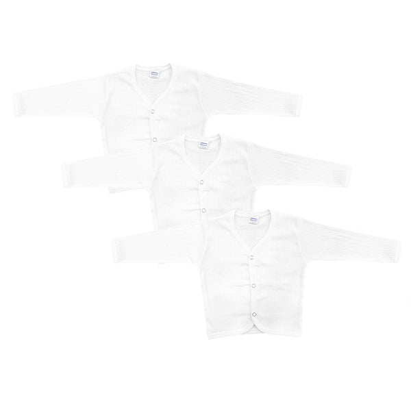 "Baby front open thermal full sleeve top – pack of 3 warm cotton tops"